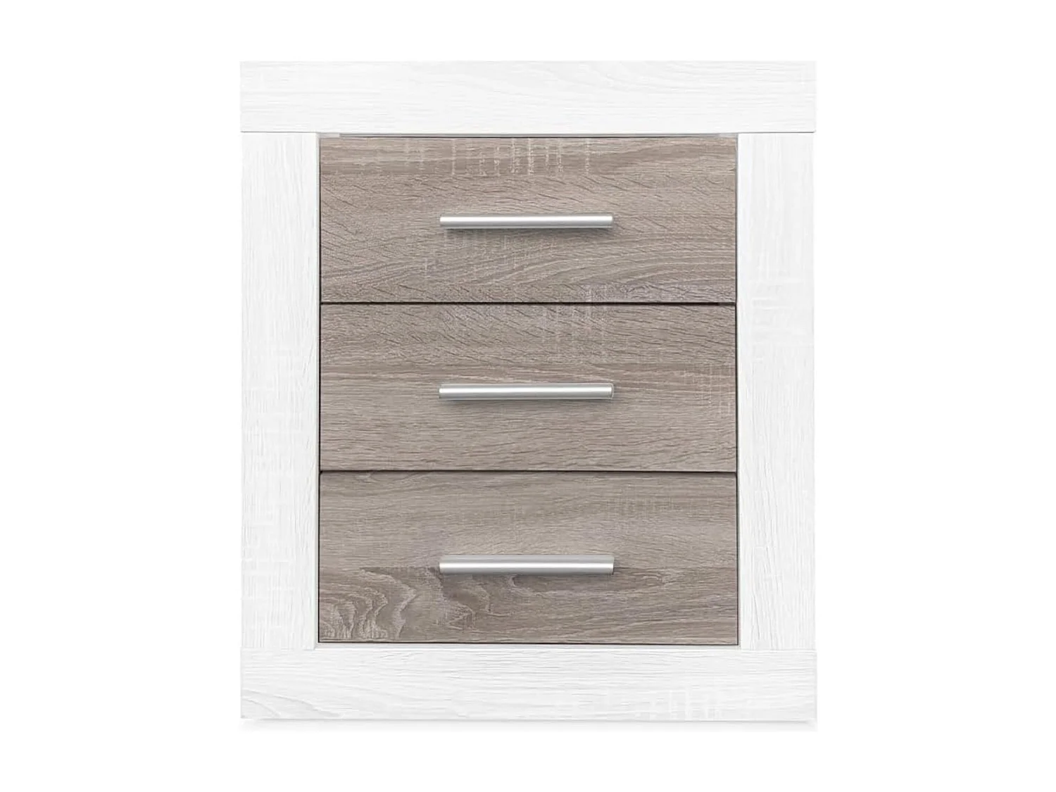 Meyvaser - Mesita de Noche, Mesilla de Dormitorio, Color Pino y Gris, Medidas: 50 cm (Largo) x 34,6 cm (Fondo) x 60 cm (Alto)