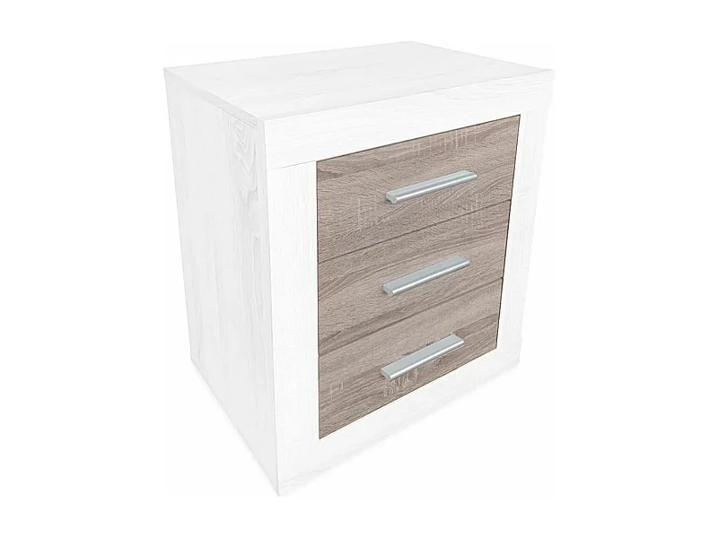 Meyvaser - Mesita de Noche, Mesilla de Dormitorio, Color Pino y Gris, Medidas: 50 cm (Largo) x 34,6 cm (Fondo) x 60 cm (Alto)