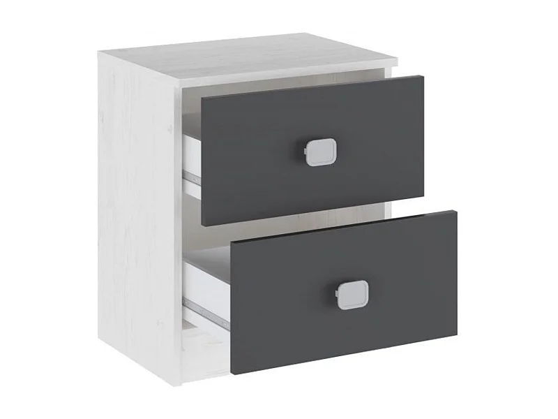 Meyvaser - Mesita de Noche, Mesilla de Dormitorio, Color Negro- Blanco, Medidas: 44,6 cm (La) x 33,5 cm (Fo) x 53,8 cm (Al)