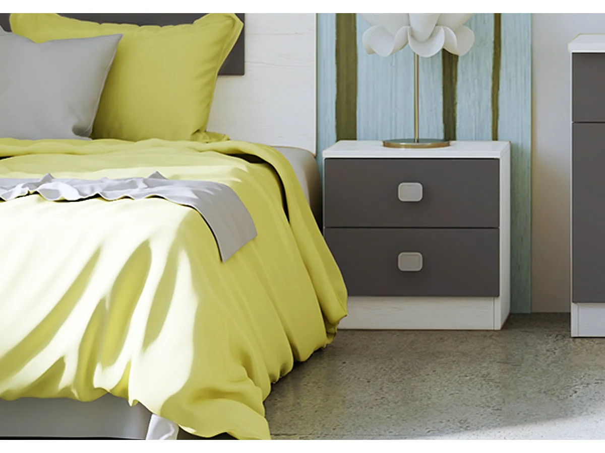 Meyvaser - Mesita de Noche, Mesilla de Dormitorio, Color Negro- Blanco, Medidas: 44,6 cm (La) x 33,5 cm (Fo) x 53,8 cm (Al)