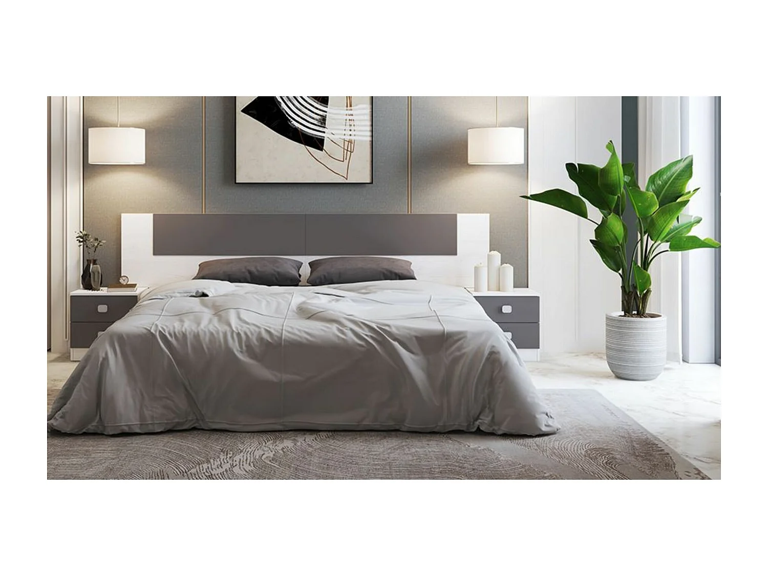 Meyvaser - Mesita de Noche, Mesilla de Dormitorio, Color Negro- Blanco, Medidas: 44,6 cm (La) x 33,5 cm (Fo) x 53,8 cm (Al)