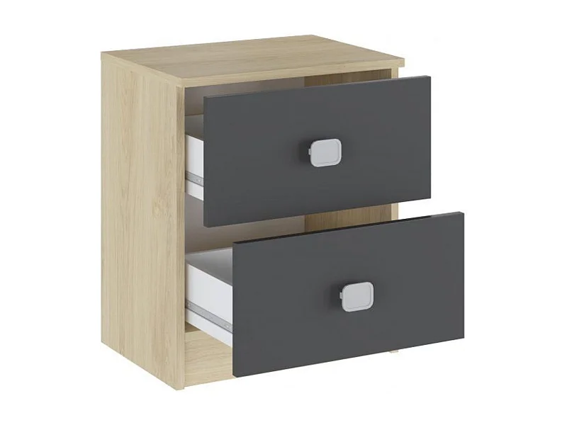 Meyvaser - Mesita de Noche, Mesilla de Dormitorio, Color Cambrian- Grafito, Medidas: 44,6 cm (La) x 33,5 cm (Fo) x 53,8 cm (Al)