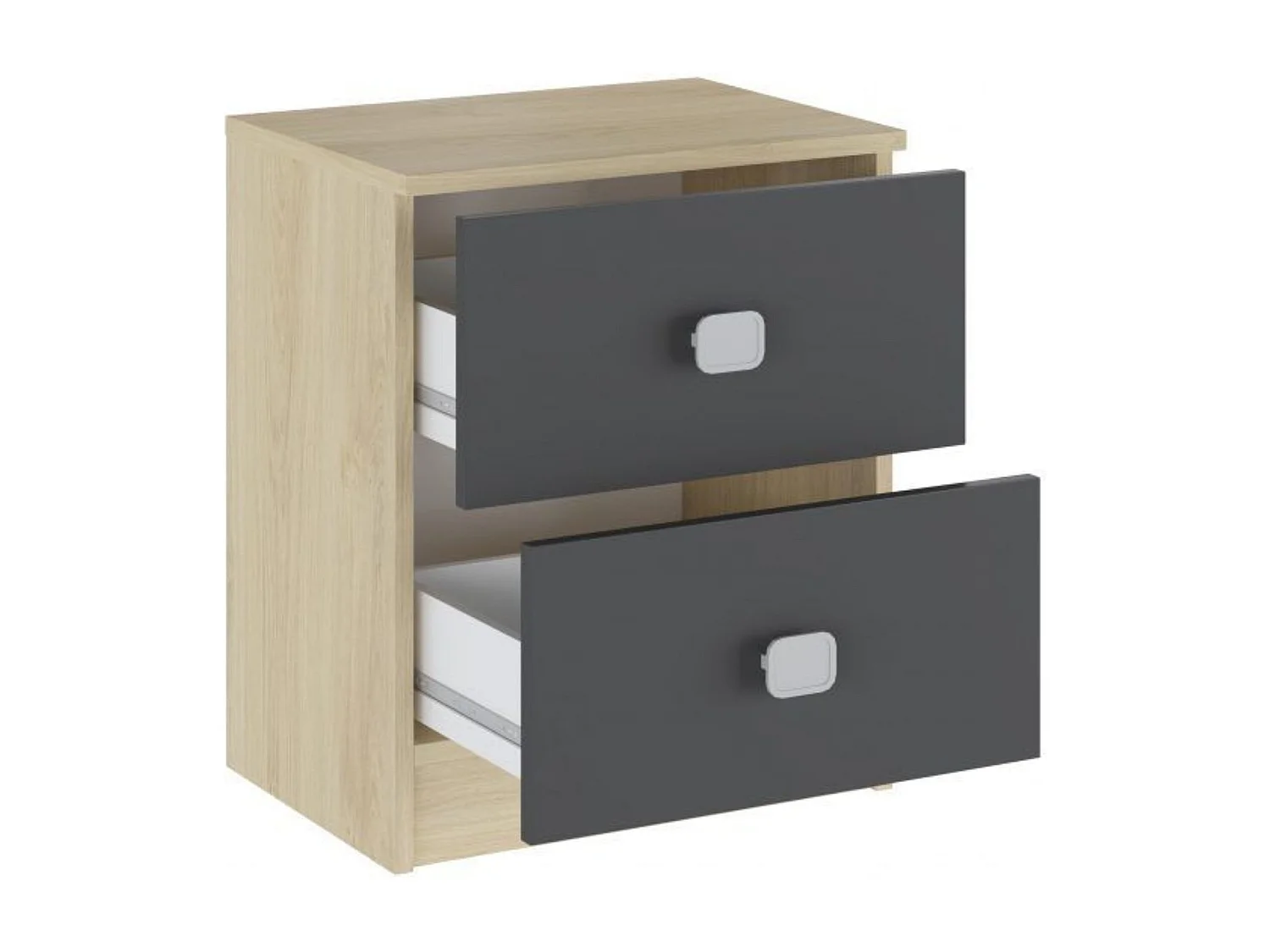 Meyvaser - Mesita de Noche, Mesilla de Dormitorio, Color Cambrian- Grafito, Medidas: 44,6 cm (La) x 33,5 cm (Fo) x 53,8 cm (Al)