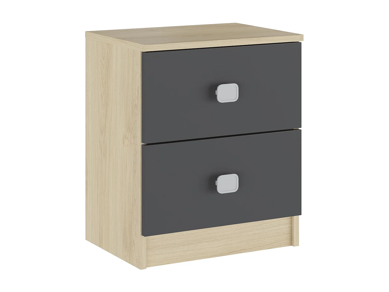 Meyvaser - Mesita de Noche, Mesilla de Dormitorio, Color Cambrian- Grafito, Medidas: 44,6 cm (La) x 33,5 cm (Fo) x 53,8 cm (Al)