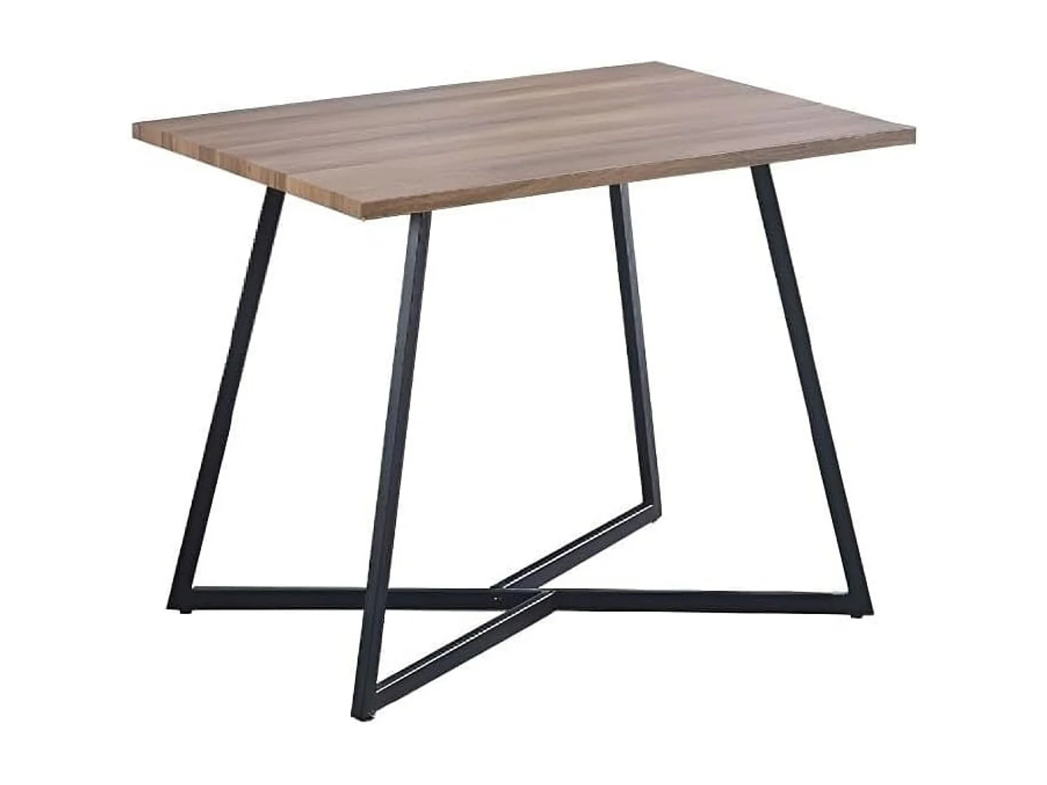 Conjunto Mesa y Sillas Comedor/Cocina: Mesa madera y Patas Metálicas En Negro (76x100x70 Cm) + 5 Sillas de Polipropileno Negro  (80x40x55 Cm ) – Para