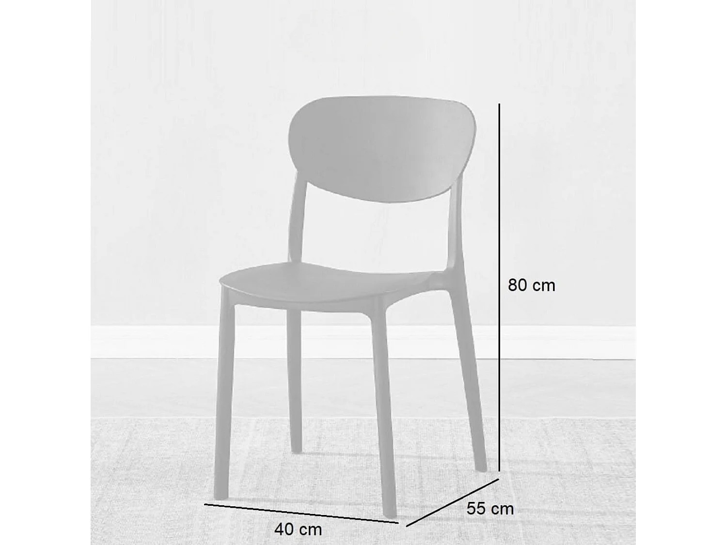 Conjunto Mesa y Sillas Comedor/Cocina: Mesa madera y Patas Metálicas En Negro (76x100x70 Cm) + 5 Sillas de Polipropileno Negro  (80x40x55 Cm ) – Para