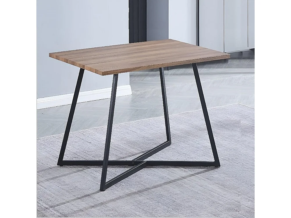 Conjunto Mesa y Sillas Comedor/Cocina: Mesa madera y Patas Metálicas En Negro (76x100x70 Cm) + 5 Sillas de Polipropileno Negro  (80x40x55 Cm ) – Para