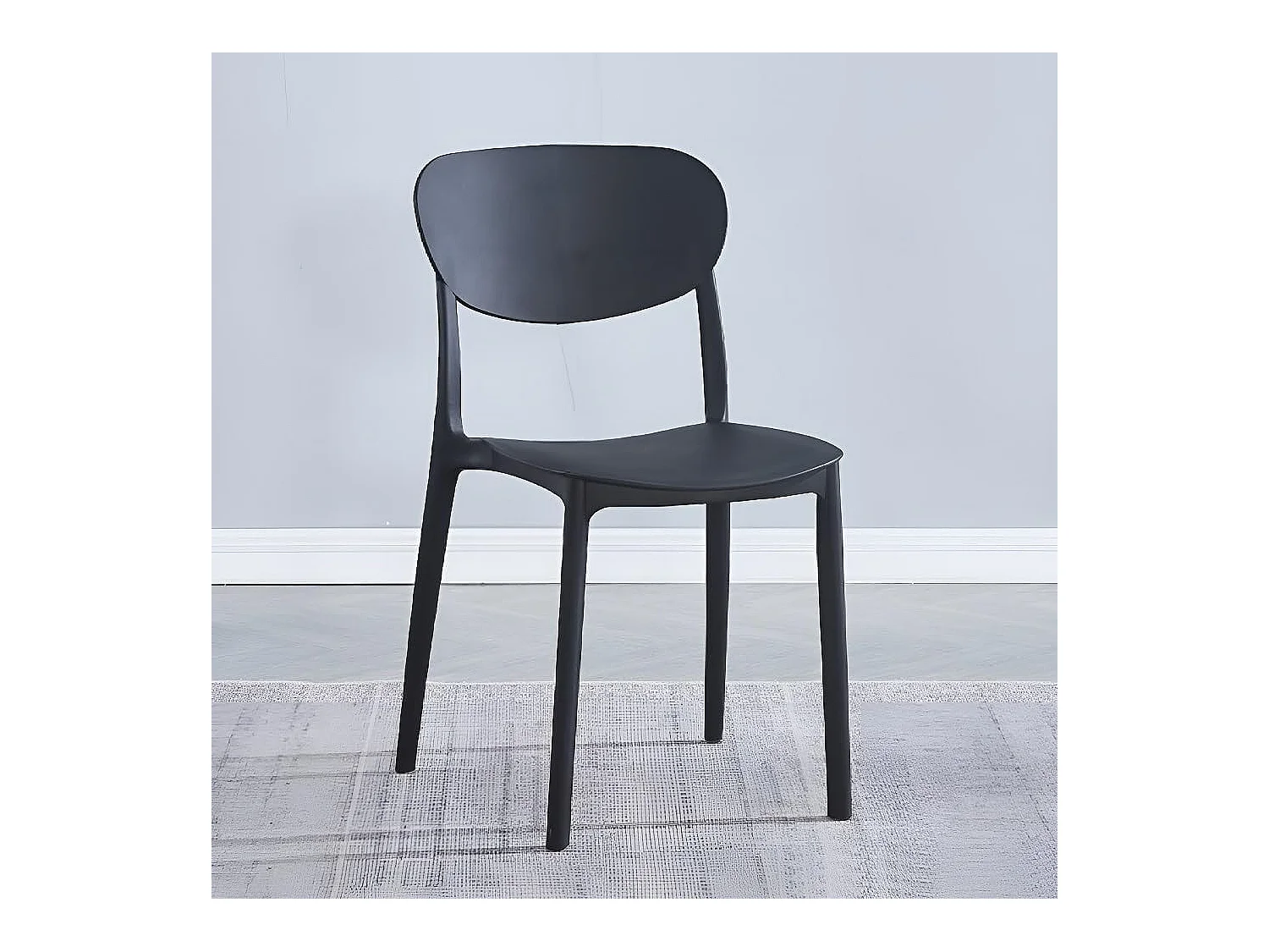 Conjunto Mesa y Sillas Comedor/Cocina: Mesa madera y Patas Metálicas En Negro (76x100x70 Cm) + 5 Sillas de Polipropileno Negro  (80x40x55 Cm ) – Para