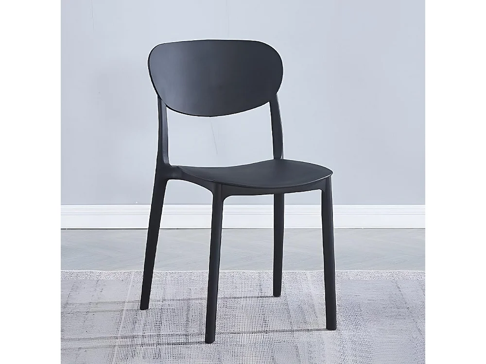 Conjunto Mesa y Sillas Comedor/Cocina: Mesa madera y Patas Metálicas En Negro (76x100x70 Cm) + 5 Sillas de Polipropileno Negro  (80x40x55 Cm ) – Para