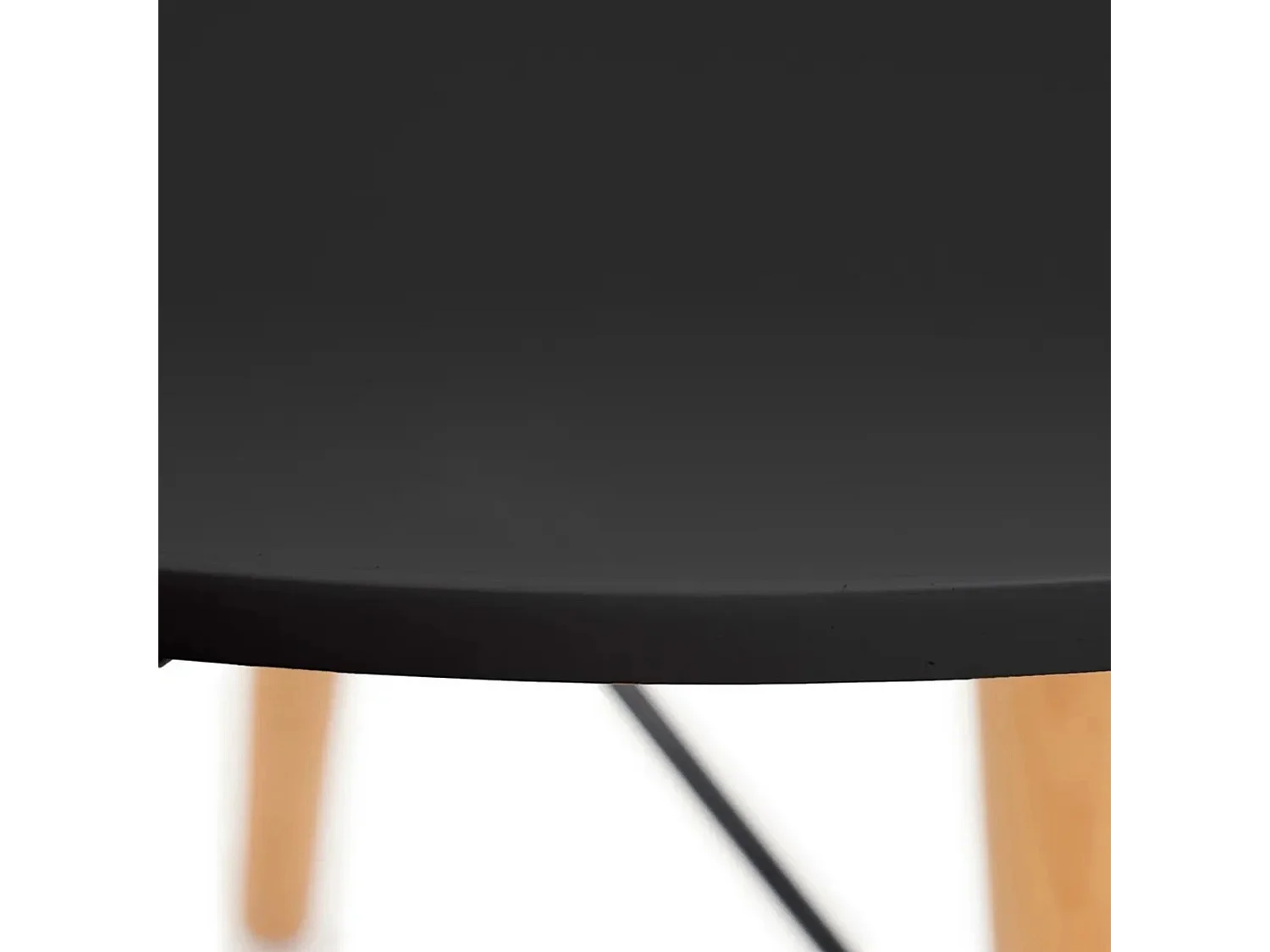 Conjunto Mesa y Sillas Nórdicas: Mesa Negra (80x80x76 cm) + 4 Sillas de Polipropileno Negro con Patas de Madera Haya (46,5 x 48 x 82 cm) – Para Comedo