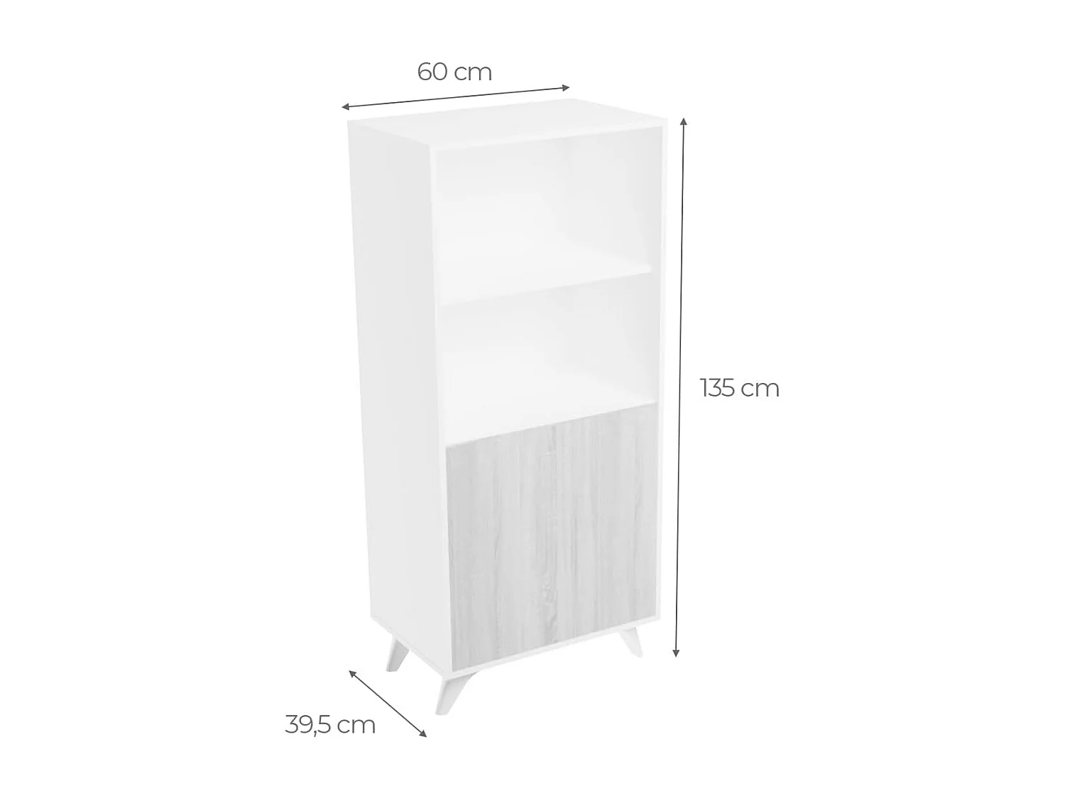 Mueble Bar para Salón o Comedor, Aparador de Cocina, Color Blanco-Roble, Medidas: 60 cm (Ancho) x 135 cm (Alto) x 40 cm (Fondo) – Meyvaser
