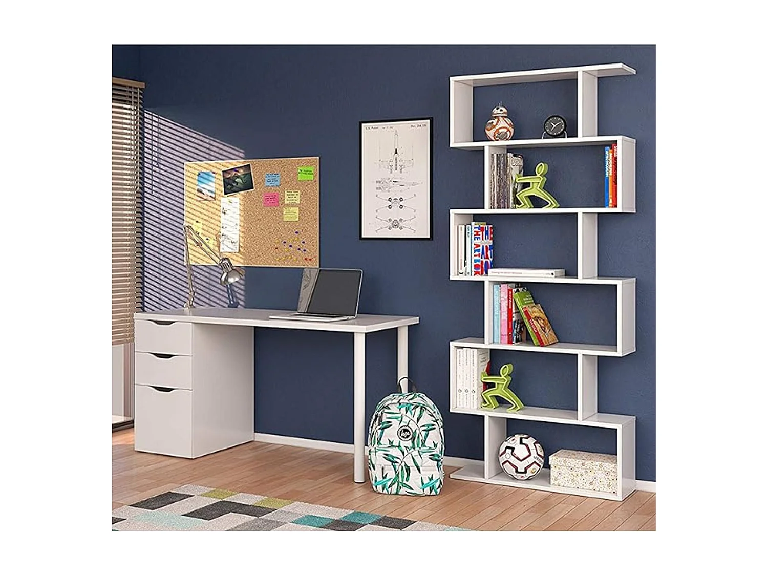 Meyvaser - Estantería Alta Salón, Libreria, Color Blanco, Medidas: 190,5 cm (Alto) x 80 cm (Ancho) x 24,5 cm (Fondo