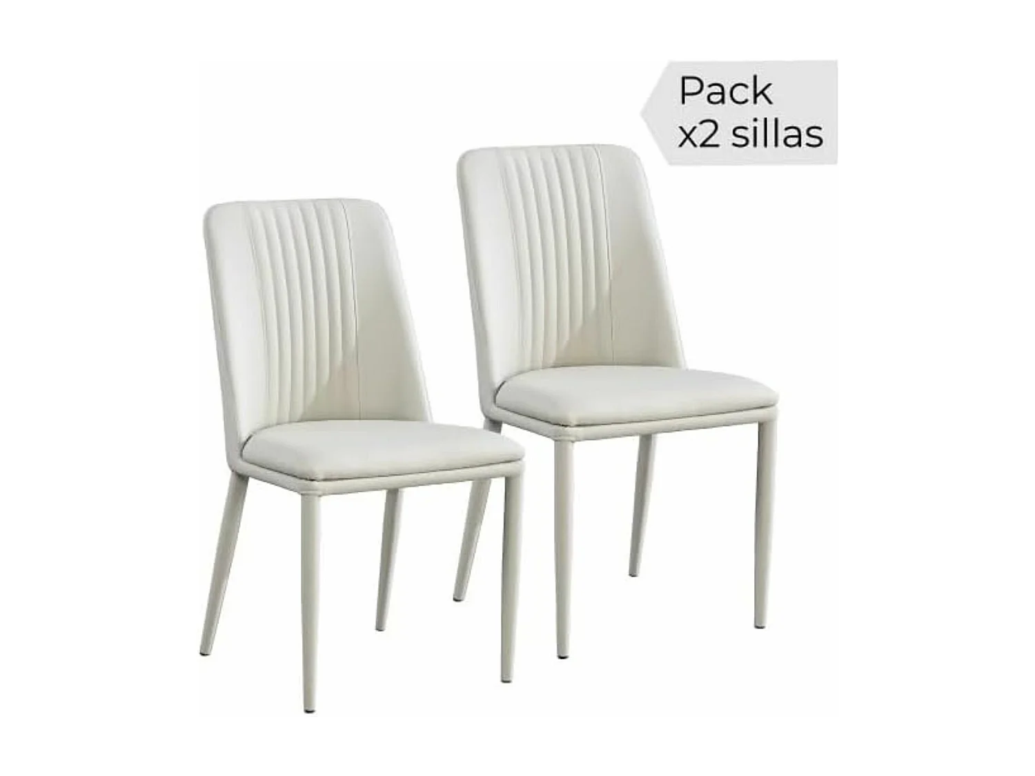 Pack 2 sillas tapizadas en Piel sintética Color Tortora, Patas Metal, ergonómica Acolchada Medidas: Alto: 87cm Ancho: 50cm Profundidad: 53cm