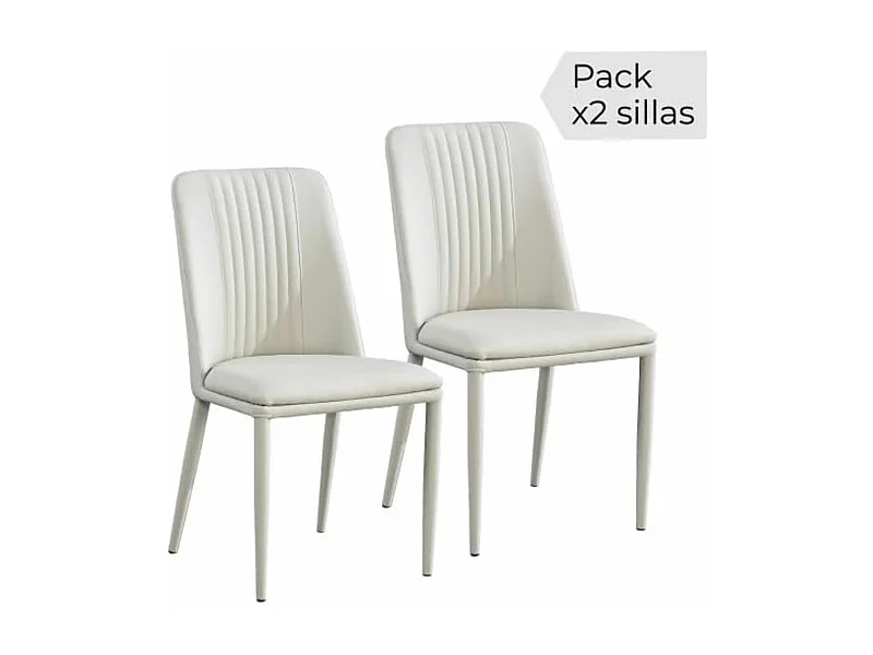 Pack 2 sillas tapizadas en Piel sintética Color Tortora, Patas Metal, ergonómica Acolchada Medidas: Alto: 87cm Ancho: 50cm Profundidad: 53cm
