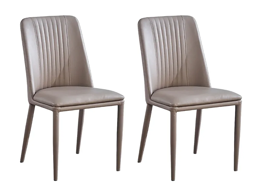 Pack 2 sillas tapizadas en Piel sintética Color Latte, Patas Metal, ergonómica Acolchada Medidas: Alto: 87cm Ancho: 50cm Profundidad: 53cm