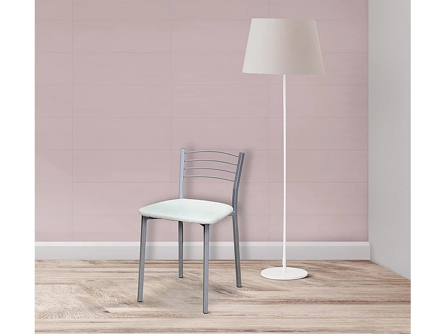 Pack de 4 Sillas de Cocina – Metálicas en Acabado Gris y Blanco, Medidas: 40 cm x 41 cm x 63 cm