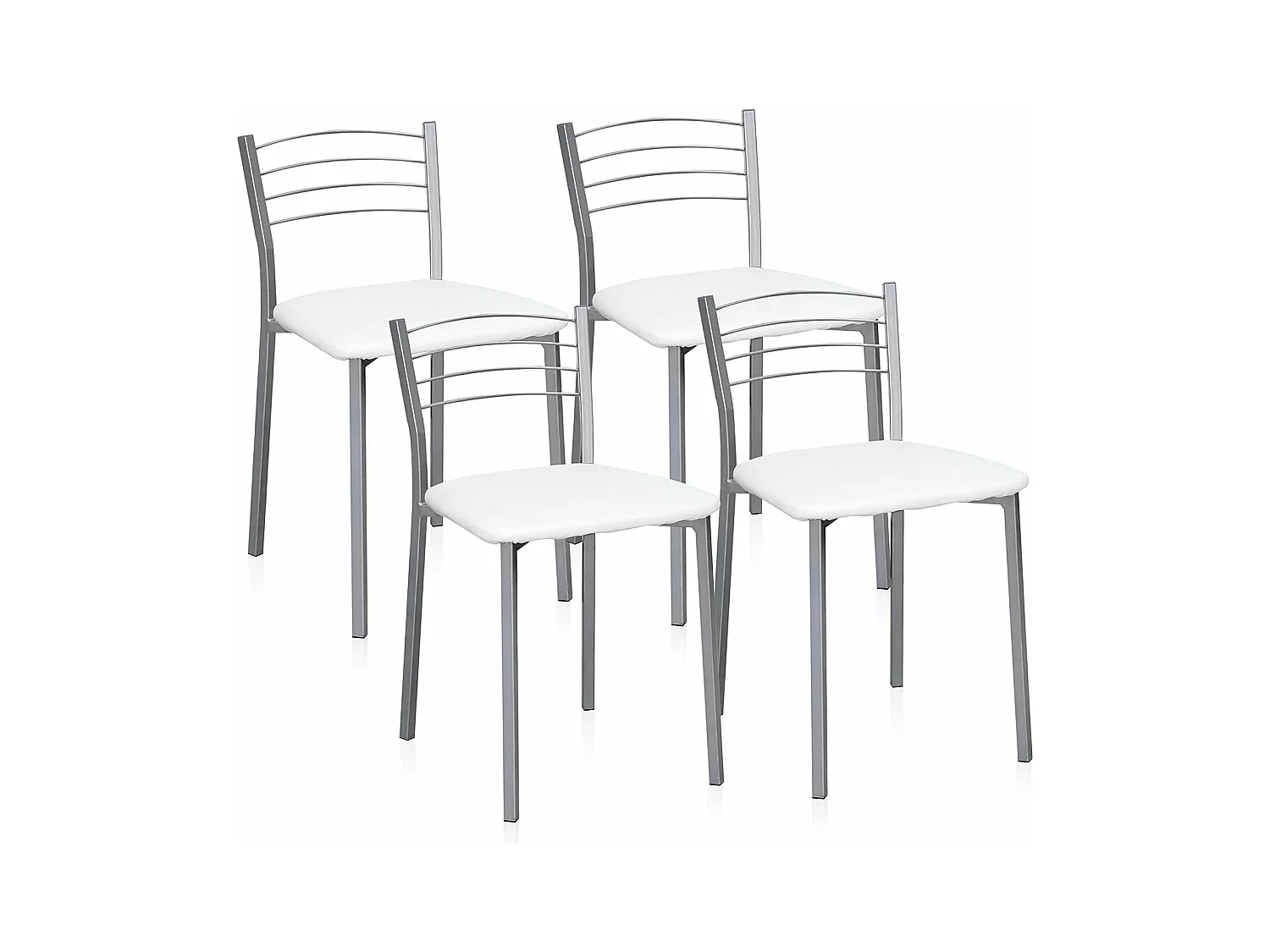 Pack de 4 Sillas de Cocina – Metálicas en Acabado Gris y Blanco, Medidas: 40 cm x 41 cm x 63 cm