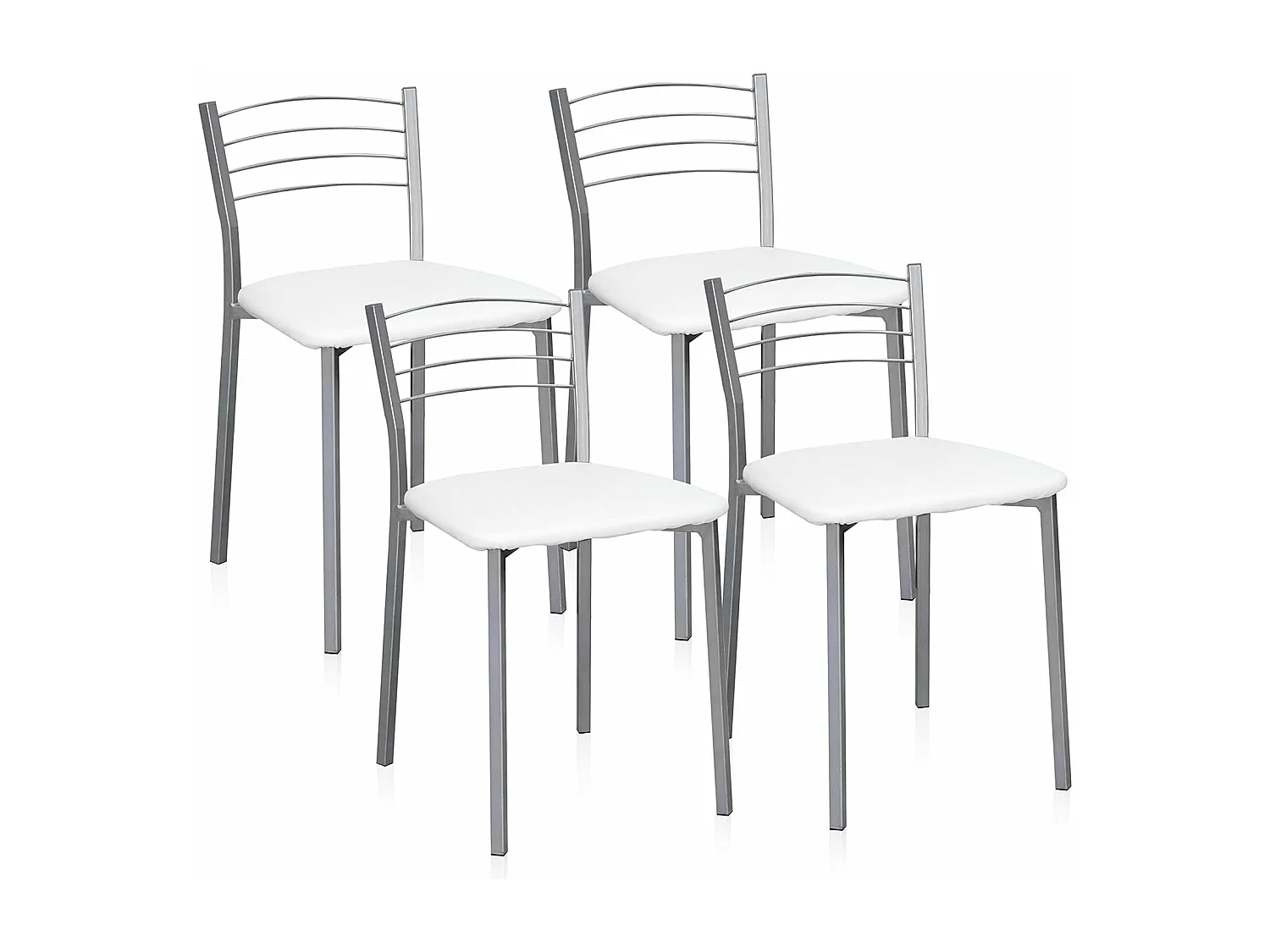 Pack de 4 Sillas de Cocina – Metálicas en Acabado Gris y Blanco, Medidas: 40 cm x 41 cm x 63 cm
