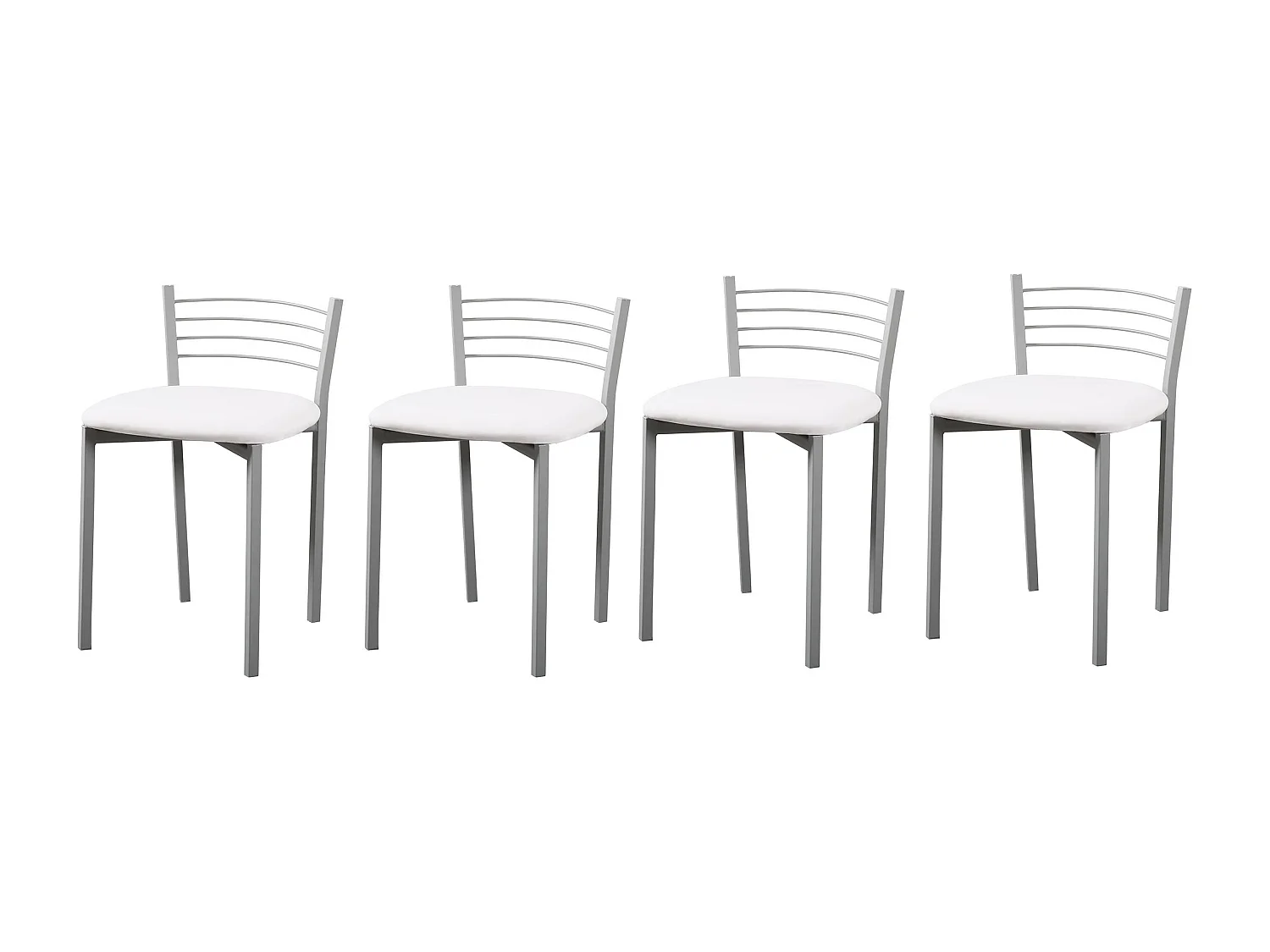 Pack de 4 Sillas de Cocina – Metálicas en Acabado Gris y Blanco, Medidas: 40 cm x 41 cm x 63 cm