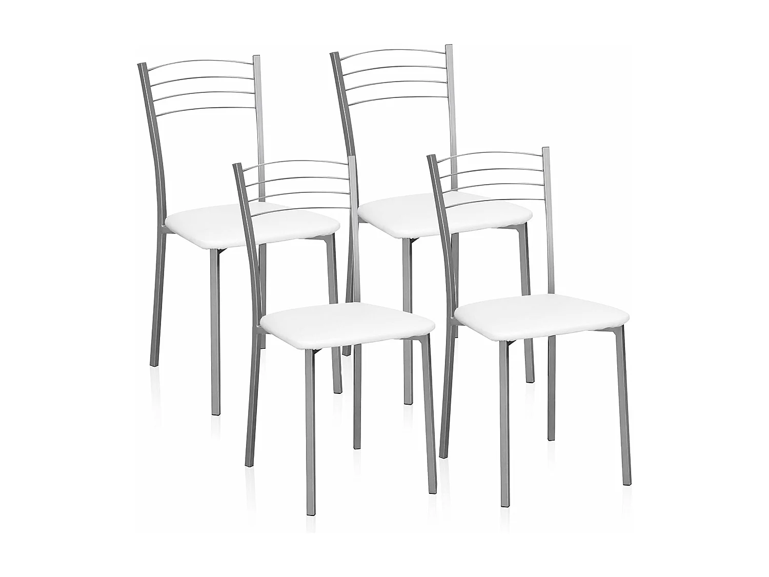 Pack de 4 Sillas Modernas para Cocina y Comedor – Metálicas Gris y Blanco, Dimensiones: 40 x 41 x 85 cm.