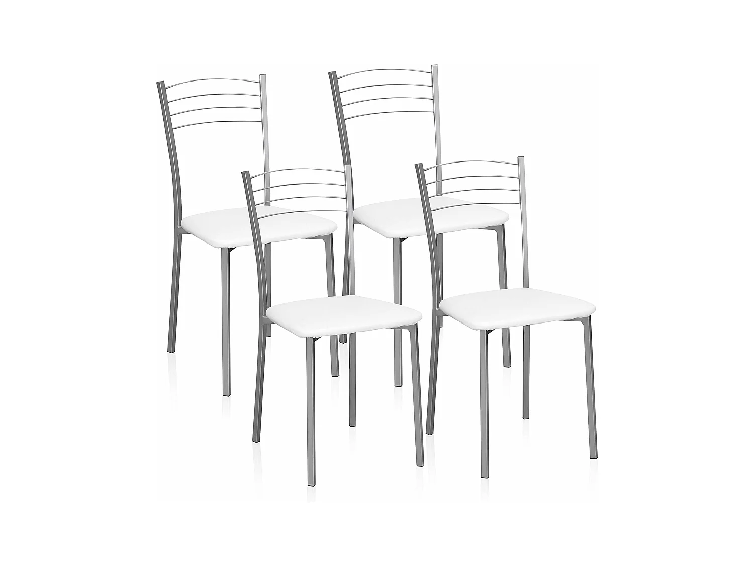 Pack de 4 Sillas Modernas para Cocina y Comedor – Metálicas Gris y Blanco, Dimensiones: 40 x 41 x 85 cm.