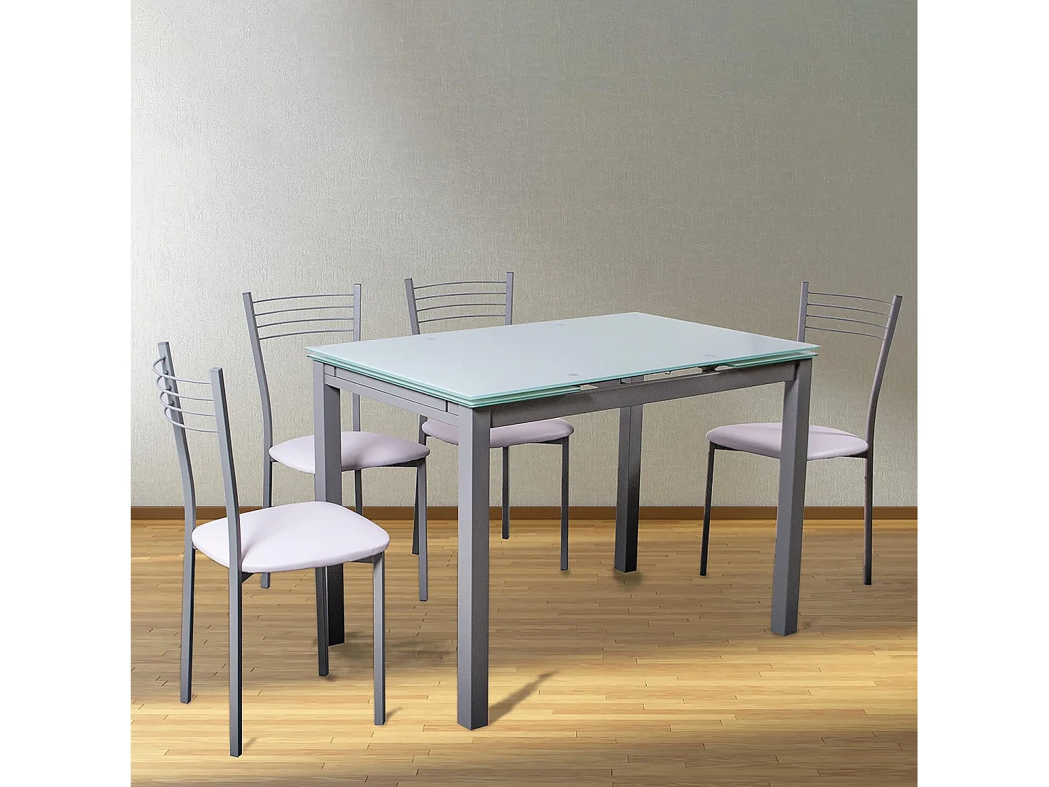 Pack de 4 Sillas Modernas para Cocina y Comedor – Metálicas Gris y Blanco, Dimensiones: 40 x 41 x 85 cm.