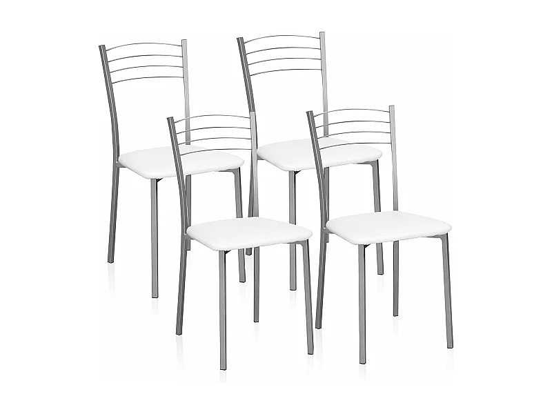 Pack de 4 Sillas Modernas para Cocina y Comedor – Metálicas Gris y Blanco, Dimensiones: 40 x 41 x 85 cm.