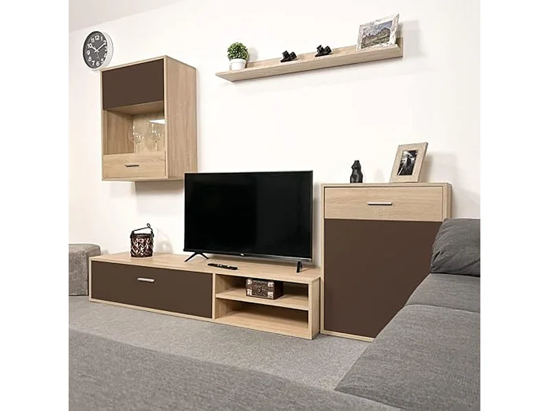 Meyvaser, Conjunto de muebles de salón 220 cm Color cambrian y Chocolate , muebles de salón.