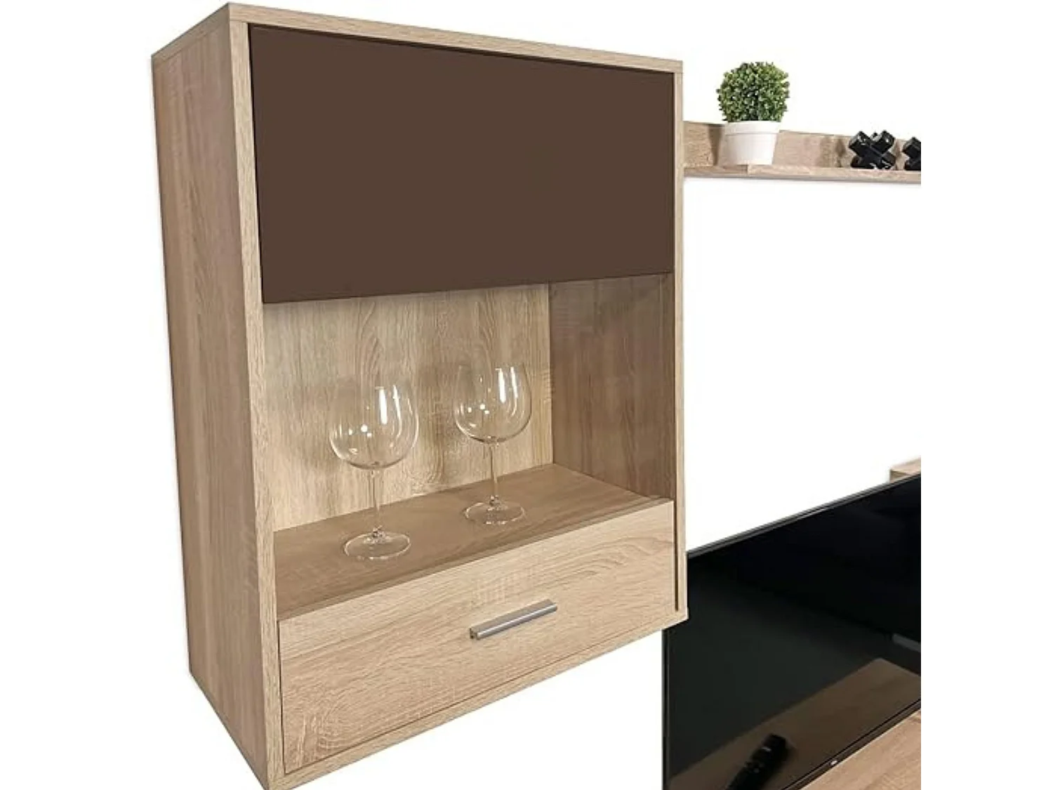 Meyvaser, Conjunto de muebles de salón 220 cm Color cambrian y Chocolate , muebles de salón.