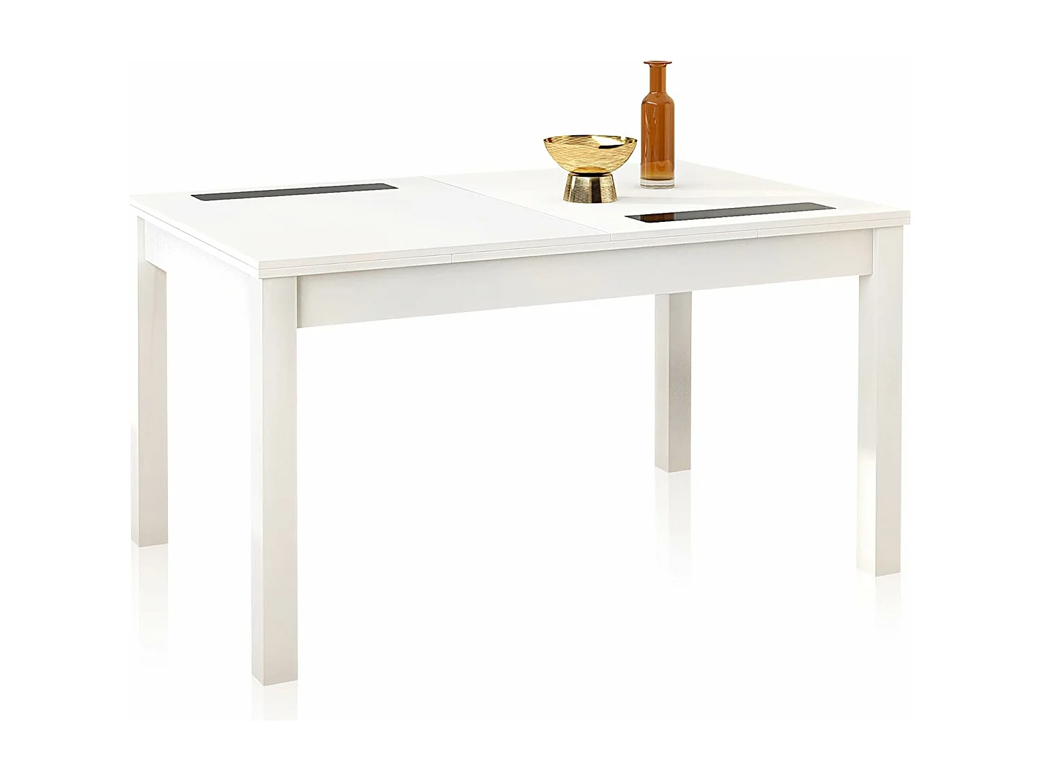 Mesa Comedor, Mesa de salón Extensible, Acabado en Color Blanco, Medidas: 140-180 cm (Largo) x 90 cm (Ancho) x 75 cm (Alto) – Meyvaser