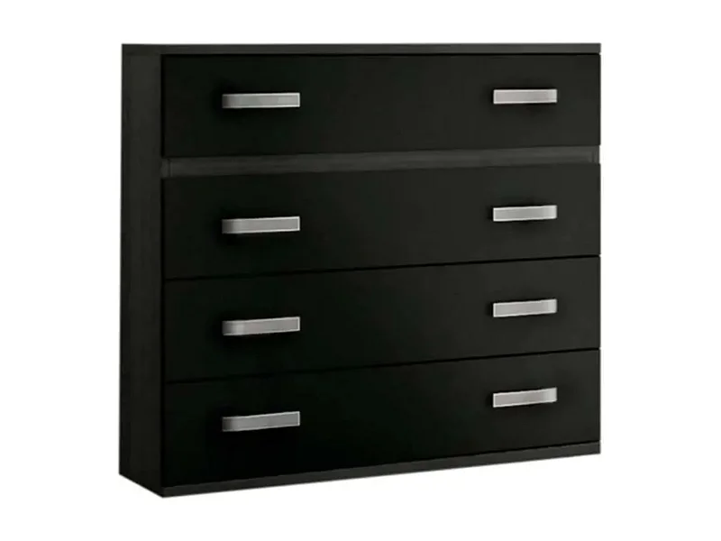 Cómoda 4 Cajones, Mueble Almacenaje Dormitorio, Color Ceniza y Negro, Medidas: 89 cm (Largo) x 89,6 cm (Alto) x 39,6 cm de (Fondo) Meyvaser