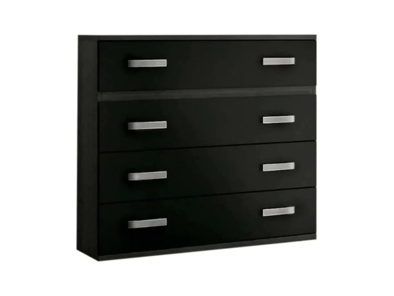 Cómoda 4 Cajones, Mueble Almacenaje Dormitorio, Color Ceniza y Negro, Medidas: 89 cm (Largo) x 89,6 cm (Alto) x 39,6 cm de (Fondo) Meyvaser