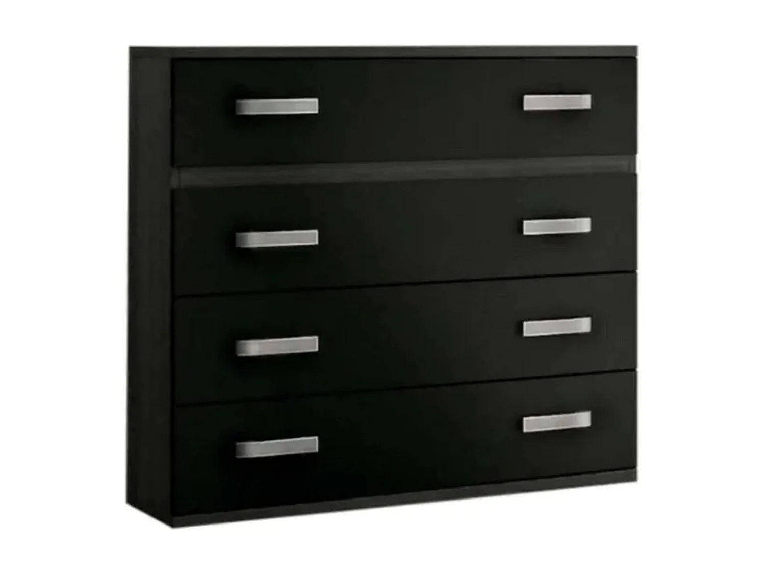 Cómoda 4 Cajones, Mueble Almacenaje Dormitorio, Color Ceniza y Negro, Medidas: 89 cm (Largo) x 89,6 cm (Alto) x 39,6 cm de (Fondo) Meyvaser