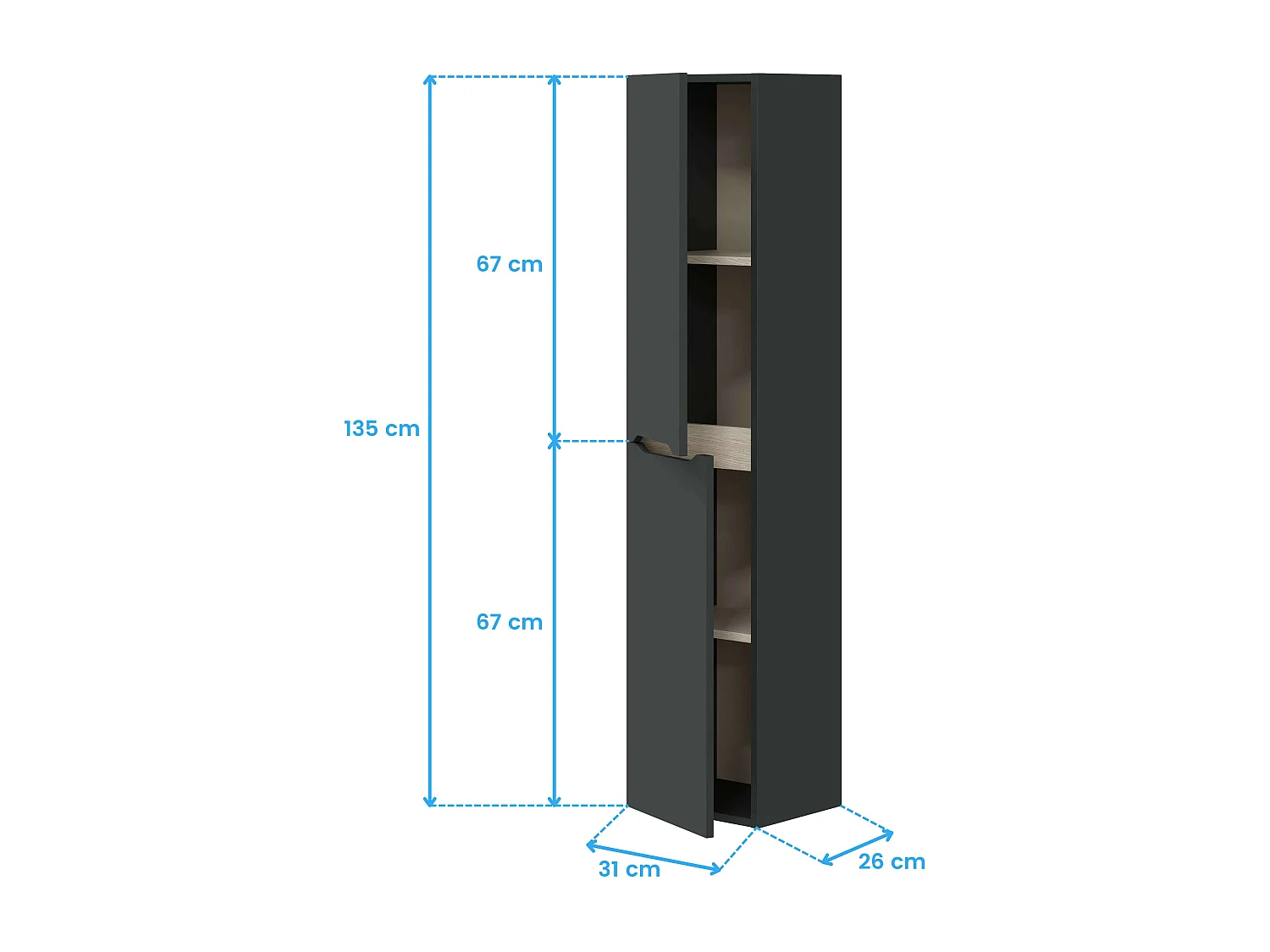 Colonne suspendue 2 portes H135 cm - Lotto