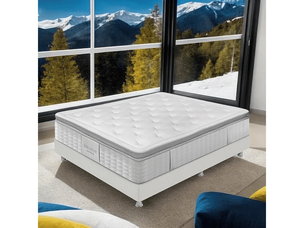 Matelas Megève | 140x190cm | Ressorts+latex avec surmatelas | 32cm