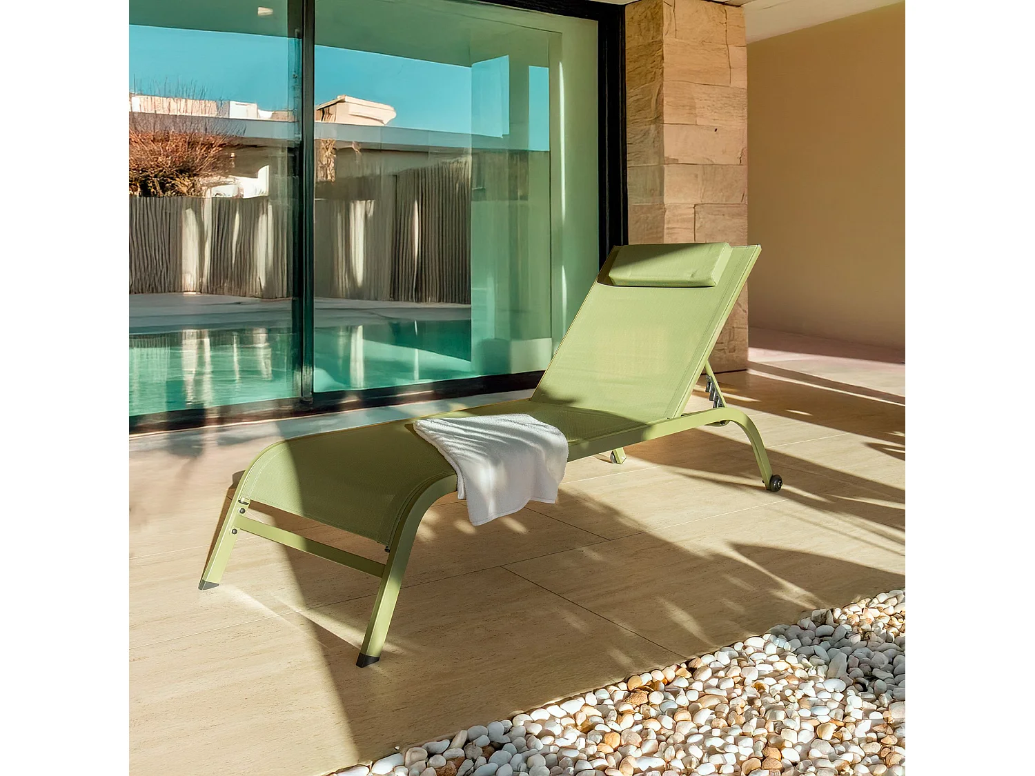 Now's Home - Lot De 2 Chaises Longues En Acier Inoxydable Vert