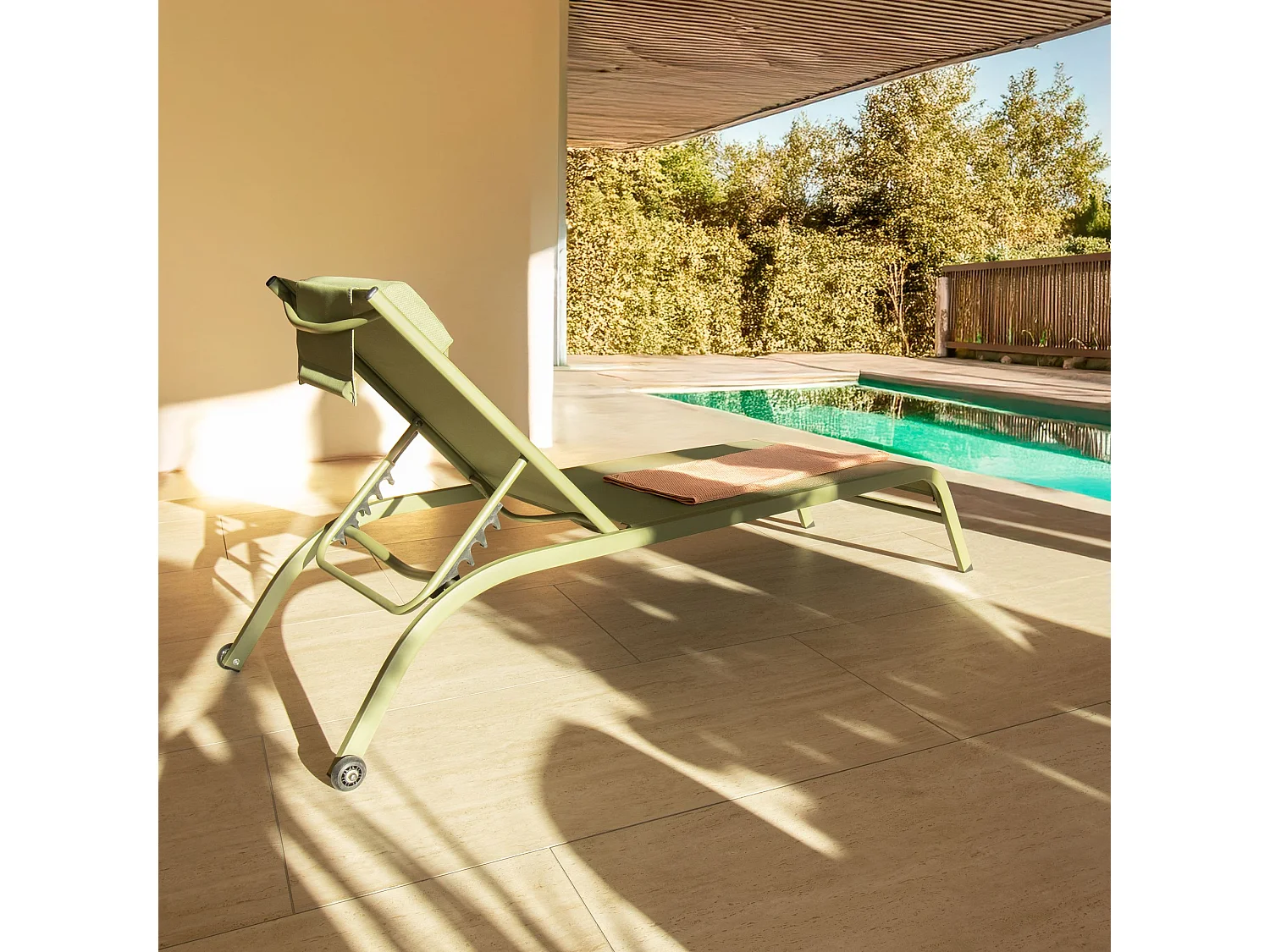 Now's Home - Lot De 2 Chaises Longues En Acier Inoxydable Vert