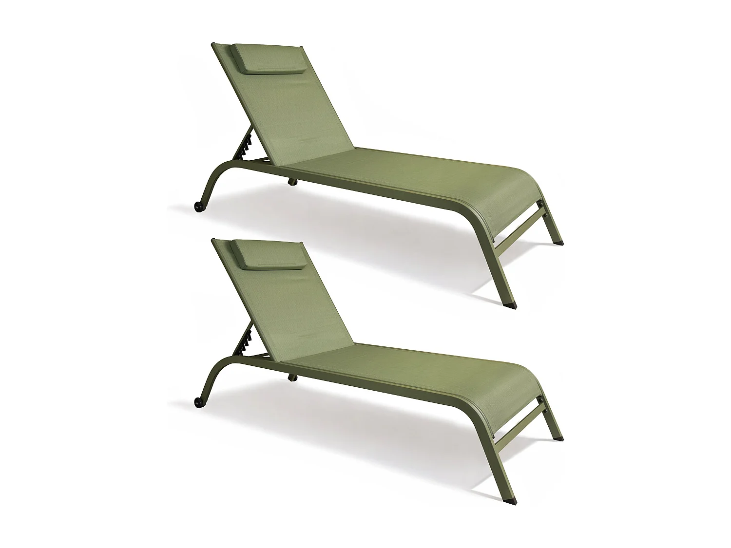 Now's Home - Lot De 2 Chaises Longues En Acier Inoxydable Vert