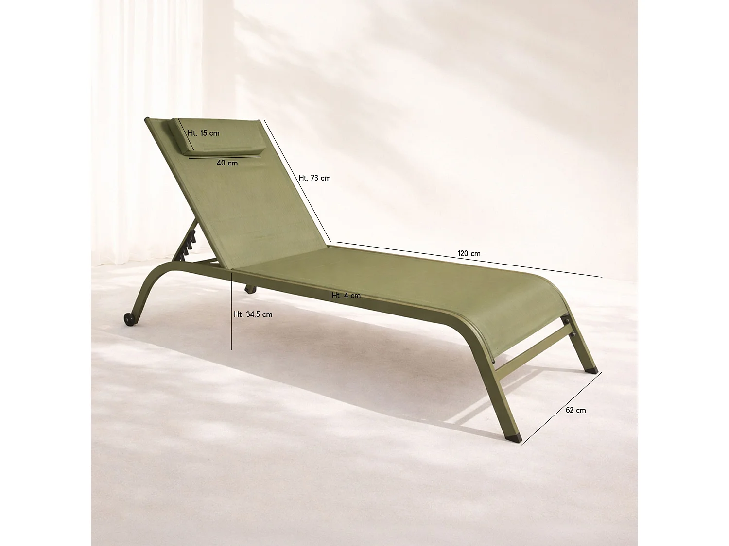 Now's Home - Lot De 2 Chaises Longues En Acier Inoxydable Vert