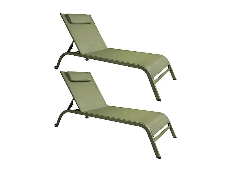 Now's Home - Lot De 2 Chaises Longues En Acier Inoxydable Vert