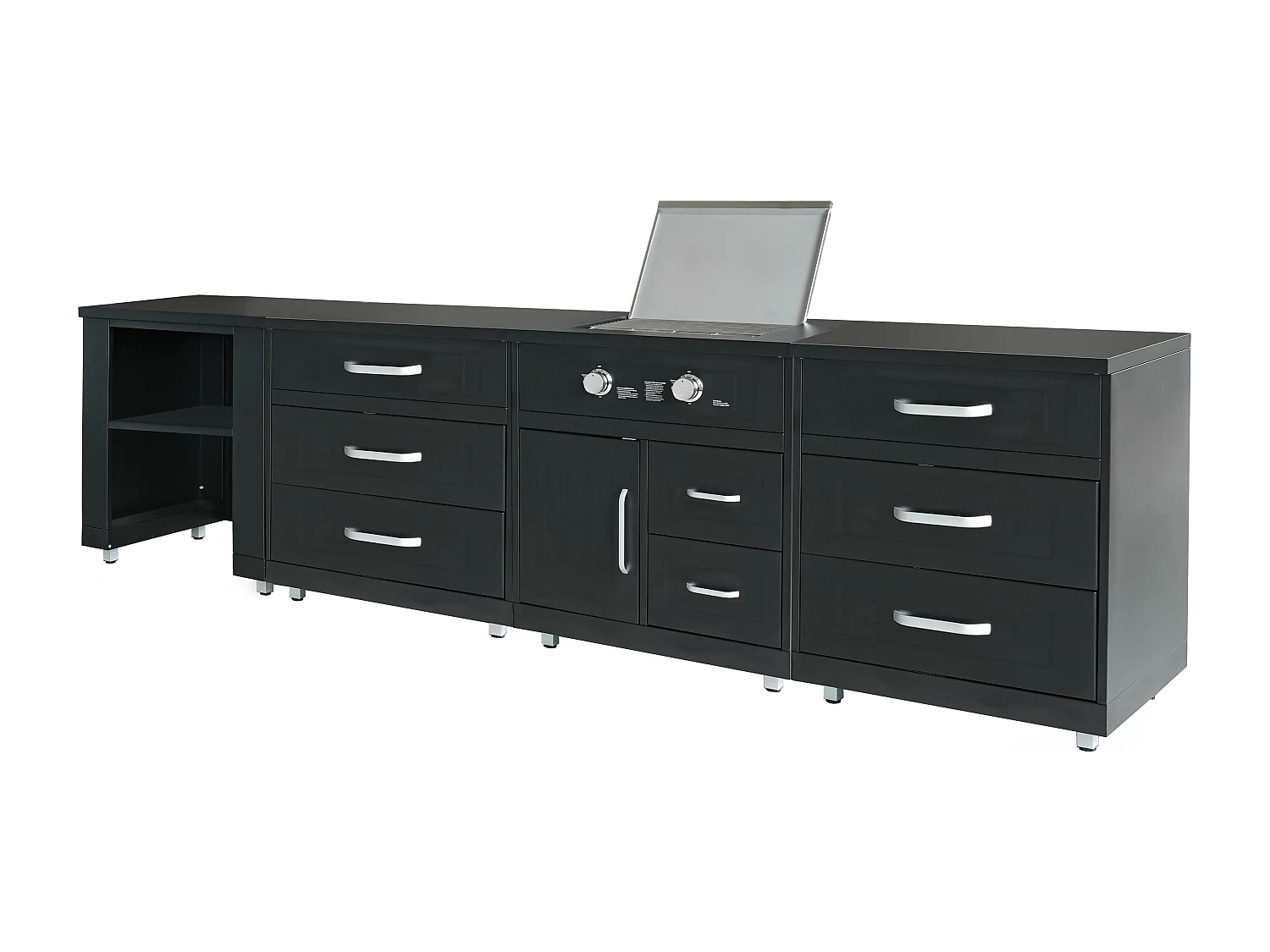 Cuisine d'extérieur 4 éléments avec gazinière noir