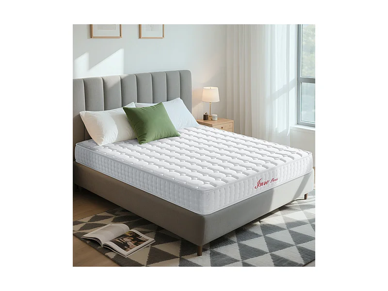 Matelas 160x200 cm INRE Mousse à Mémoire de Forme, Épaisseur 22cm, Confort Ferme, Réversible, 7 zones ergonomique