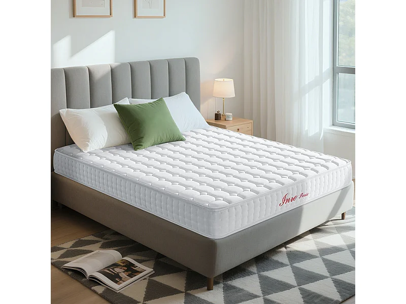 Matelas 140x190 cm INRE Mousse à Mémoire de Forme, Épaisseur 22cm, Confort Ferme, Réversible, 7 zones ergonomique