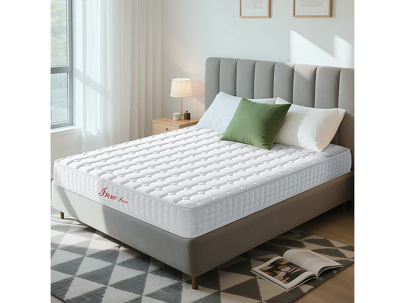 Matelas 140x190 cm INRE Mousse à Mémoire de Forme, Épaisseur 22cm, Confort Ferme, Réversible, 7 zones ergonomique