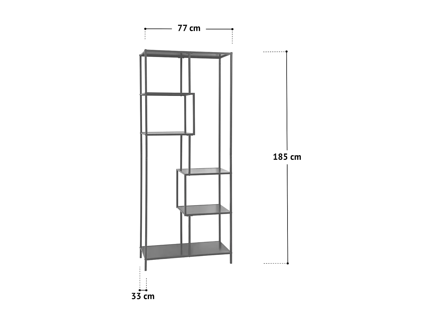 Étagère en métal KELA 6 niveaux Étagère de cuisine Étagère de salle de bain Style industriel Noir
