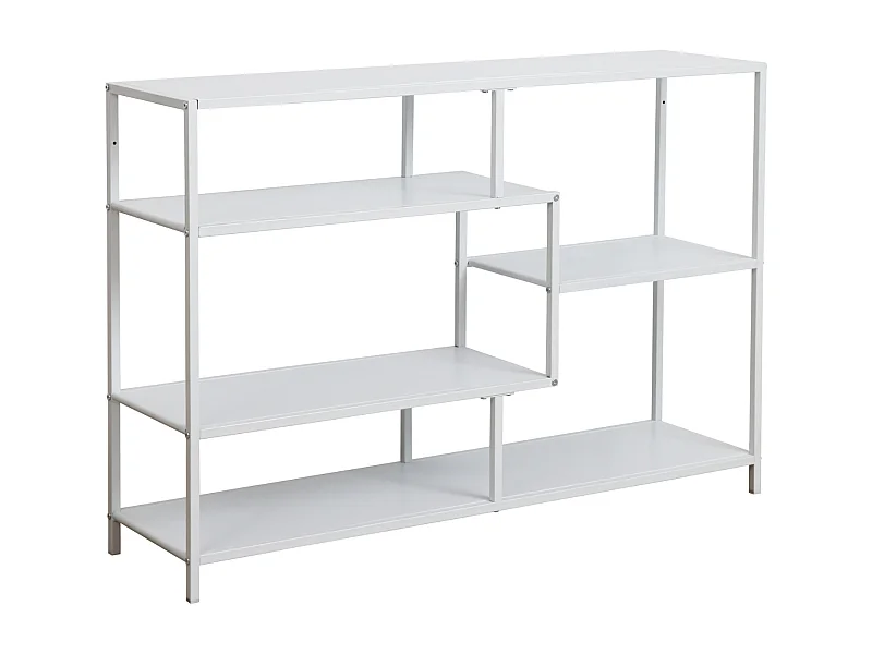 Étagère Bibliothèque CASTO Design Industriel Étroite Métal Blanc