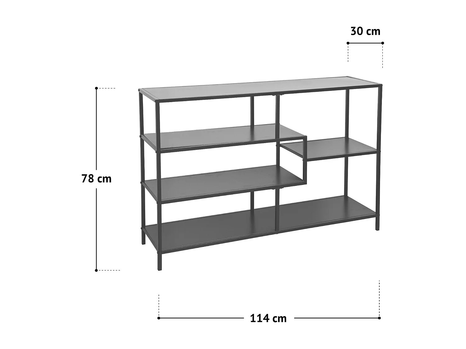 Étagère Bibliothèque CASTO Design Industriel Étroite Métal Blanc