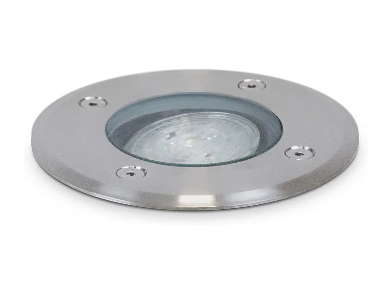 Faretto da incasso per esterno Bora-d.ø12cm-tondo-gu10 led 3.5w-30º-orientabile-allume-ip67-inox