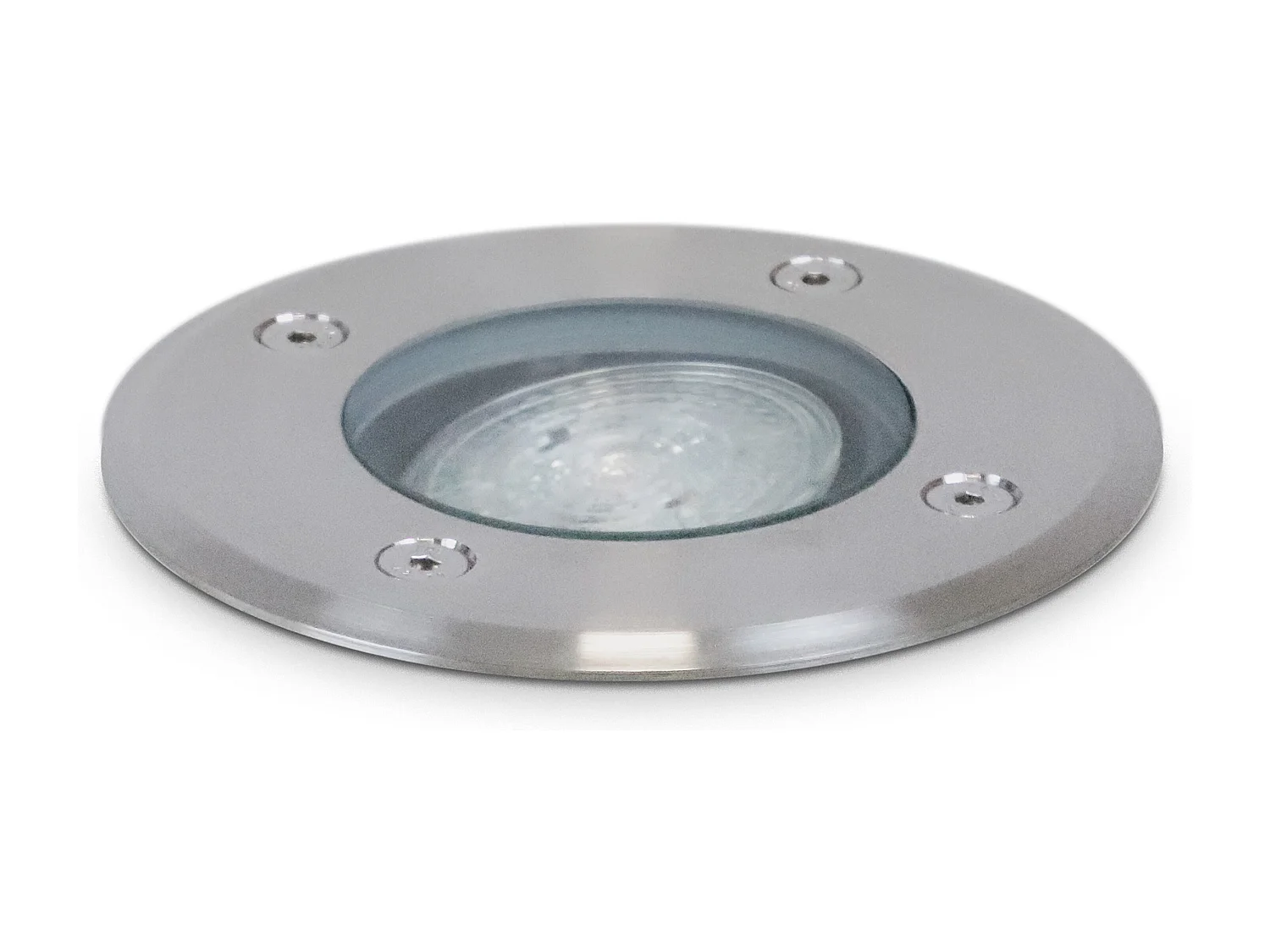 Faretto da incasso per esterno Bora-d.ø12cm-tondo-gu10 led 3.5w-30º-orientabile-allume-ip67-inox