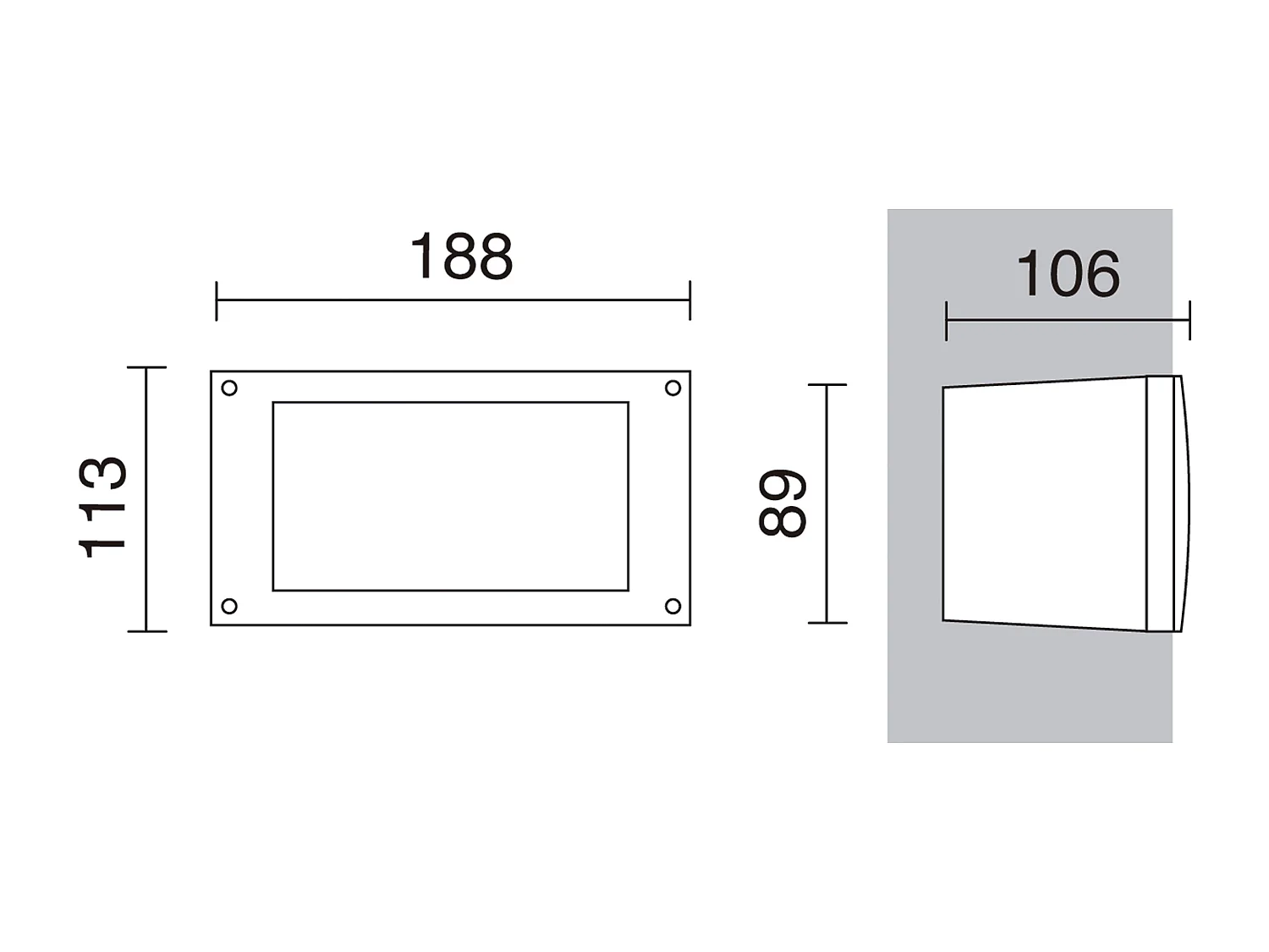 DEVON exterior embutido estilo moderno e versátil - L.18,8 cm-quadrado - Gx53 LED T2 3W - resina - K select - ip66 - resina e cinzento